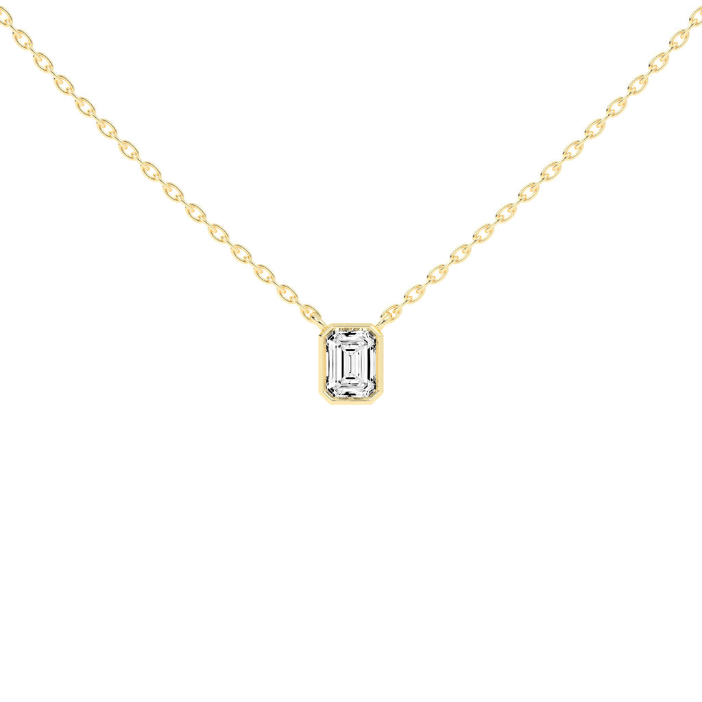 1.5Ct Emerald Shape, Gold, Solitaire Pendants