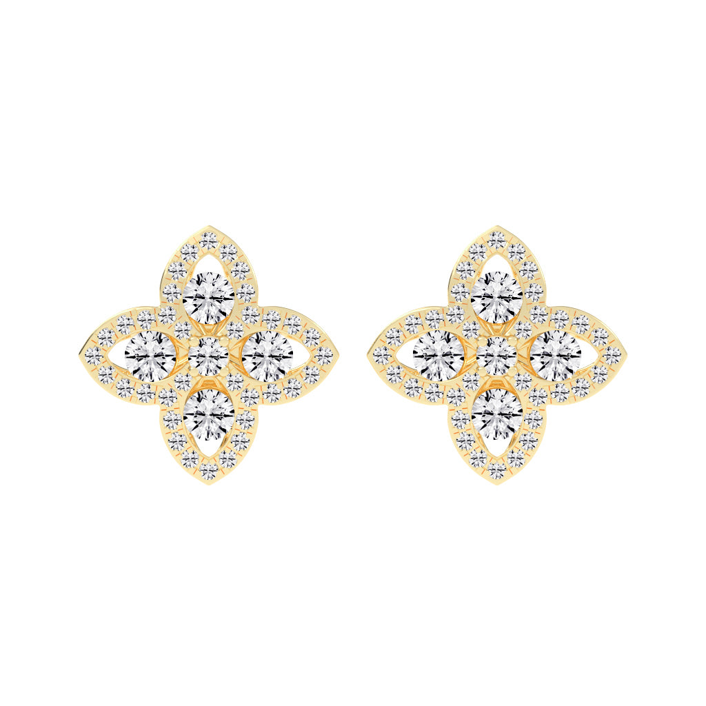 1Ct Round Shape, Rose Gold, Fancy Studs Earrings