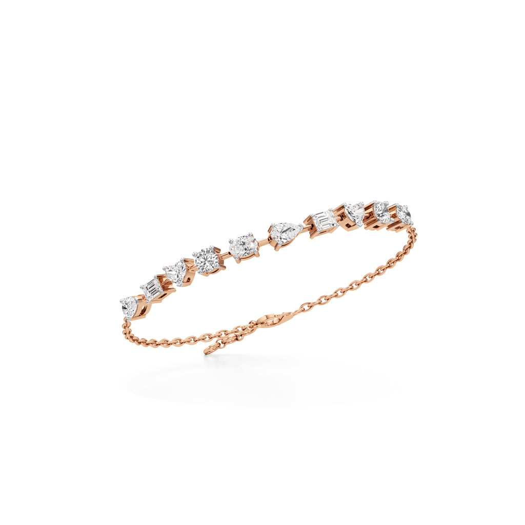 2.5Ct Round Shape Gold Chain Bracelets