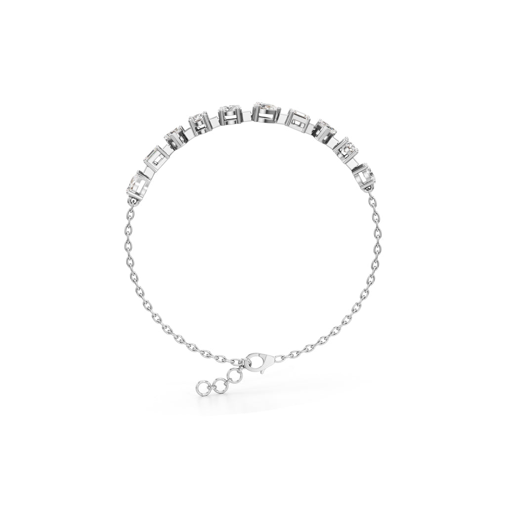 2.5Ct Round Shape Gold Chain Bracelets