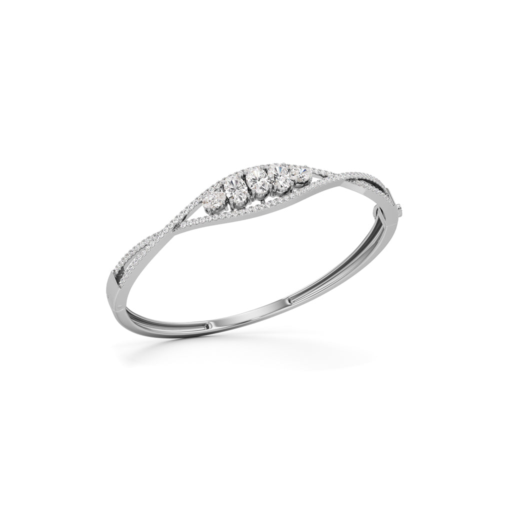 Nessa 2.25Ct Criss-Cross Oval Cut Kada Bracelet