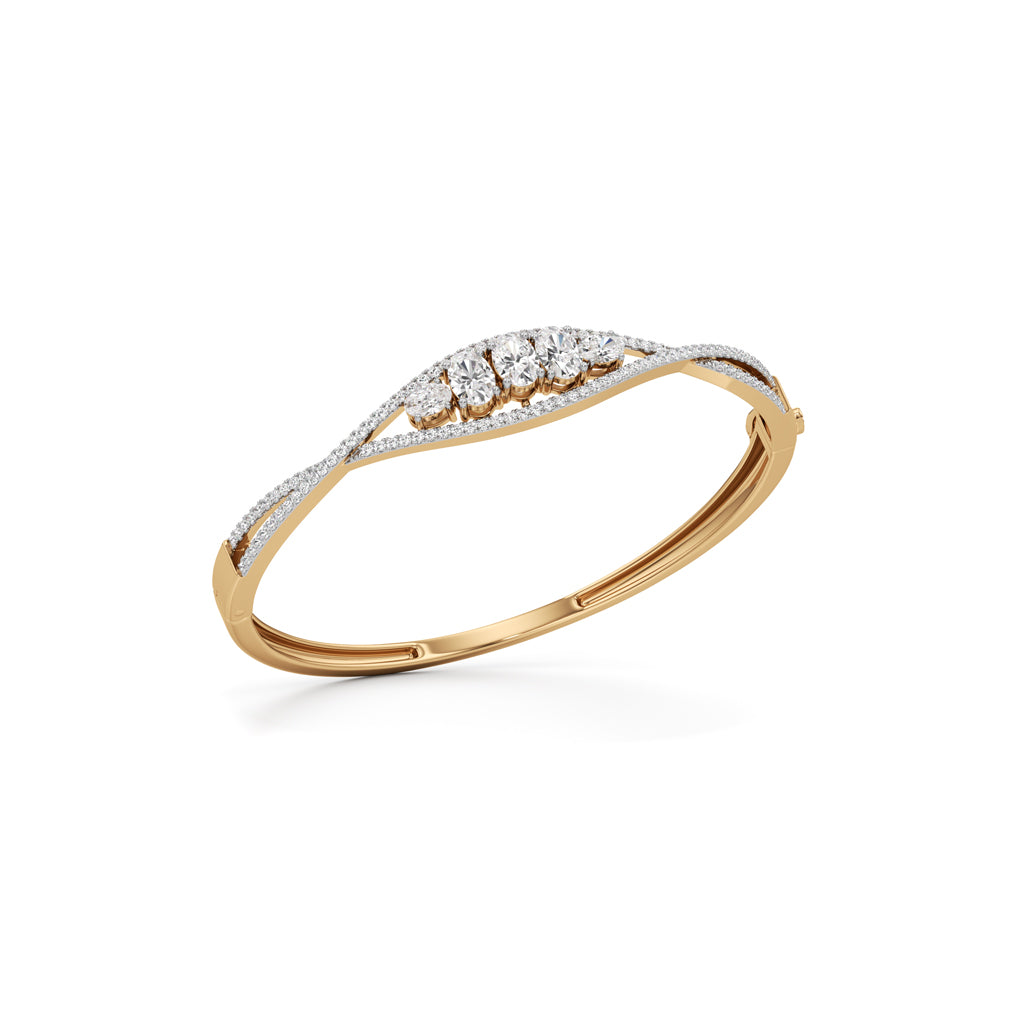 Nessa 2.25Ct Criss-Cross Oval Cut Kada Bracelet