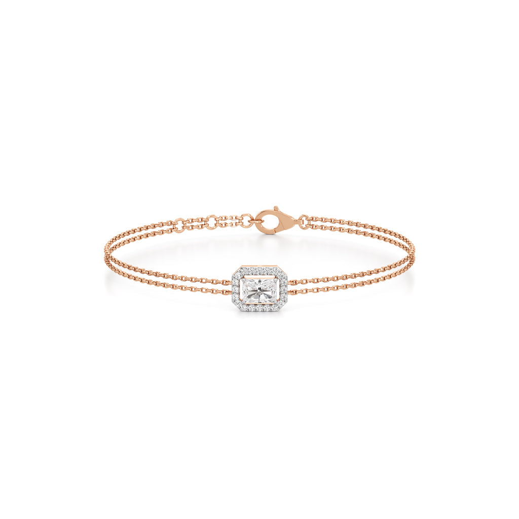 Emerald Cut Lab Grown Diamond Chain Bracelet