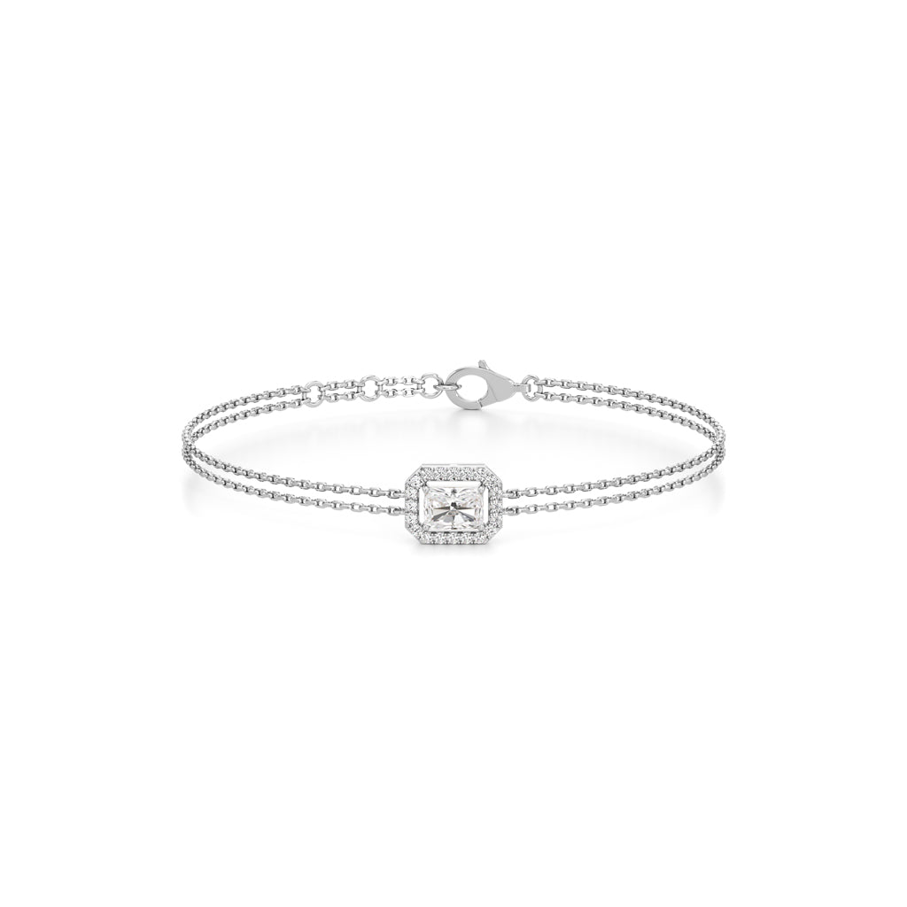 Emerald Cut Lab Grown Diamond Chain Bracelet
