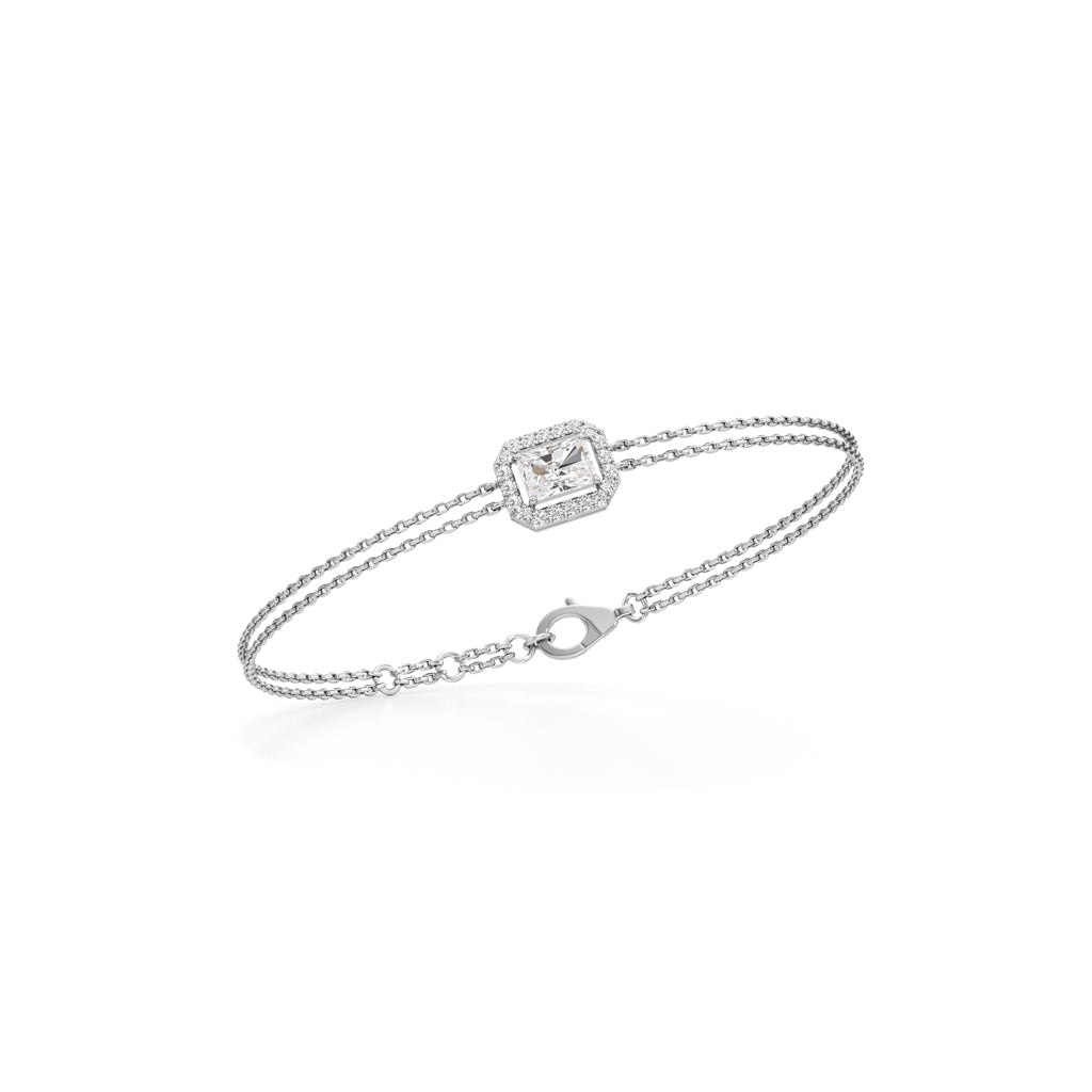 Emerald Cut Lab Grown Diamond Chain Bracelet
