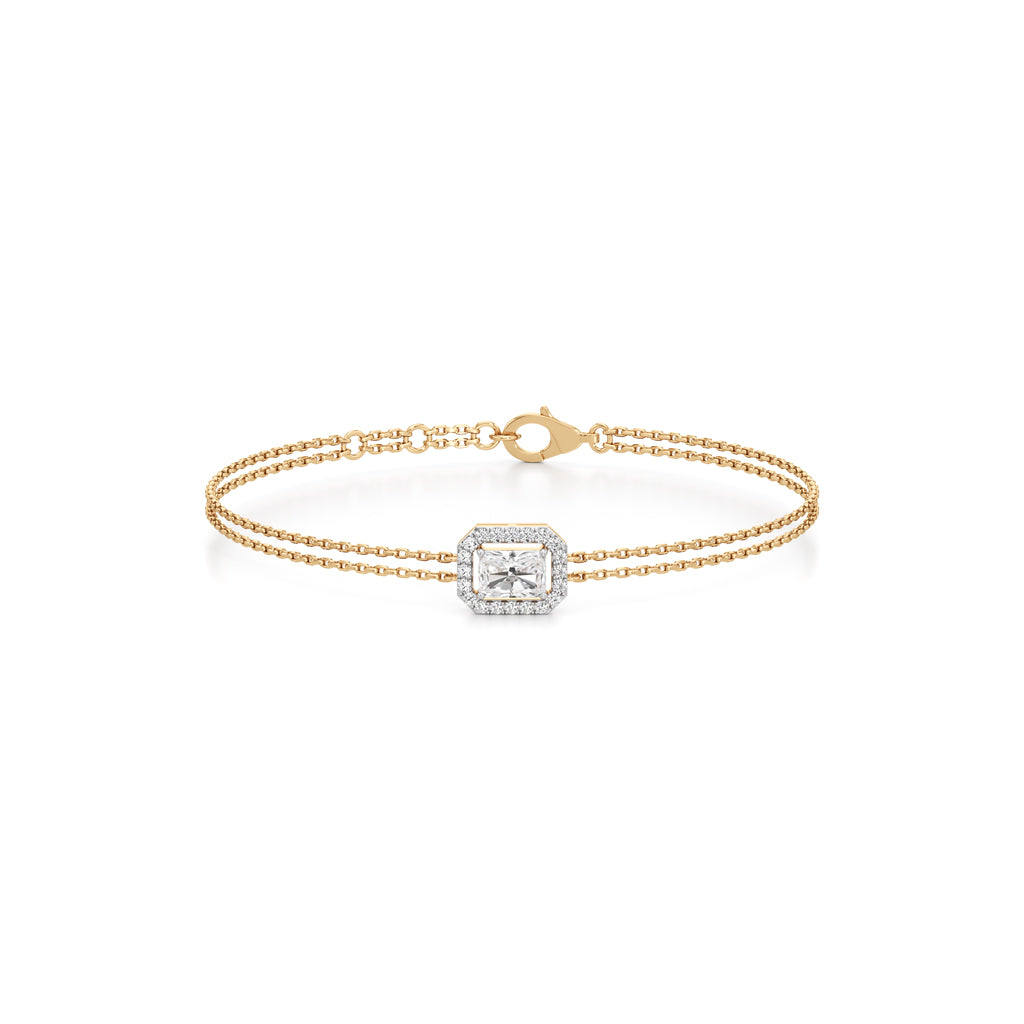 Emerald Cut Lab Grown Diamond Chain Bracelet