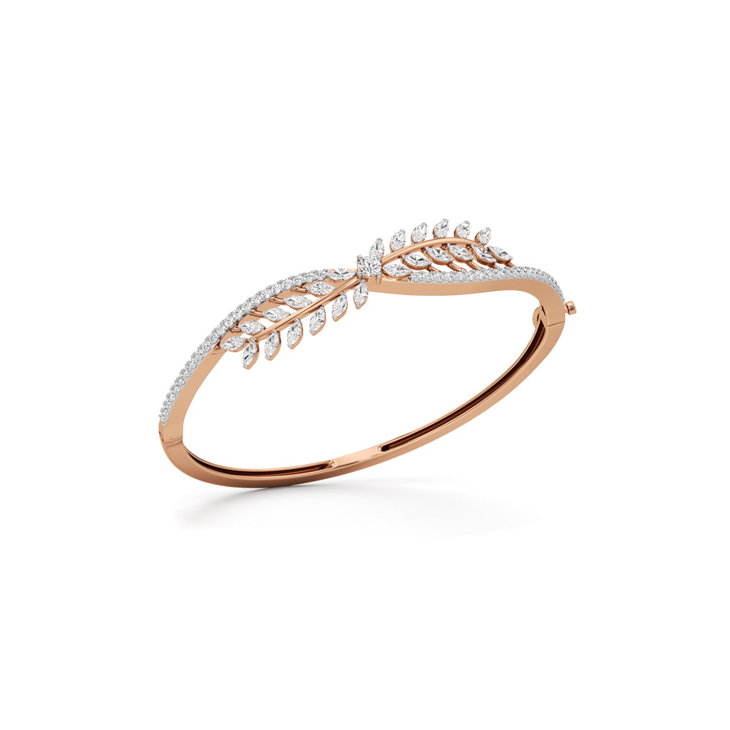 Anise 2Ct Leaf Style Round Cut Kada Bracelet