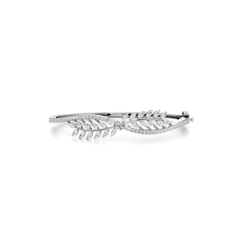 Anise 2Ct Leaf Style Round Cut Kada Bracelet