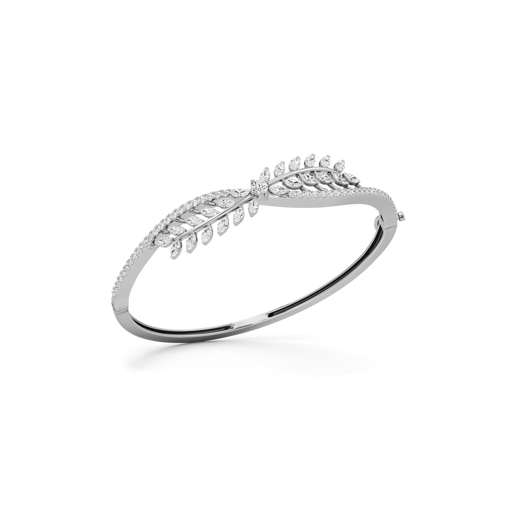 Anise 2Ct Leaf Style Round Cut Kada Bracelet