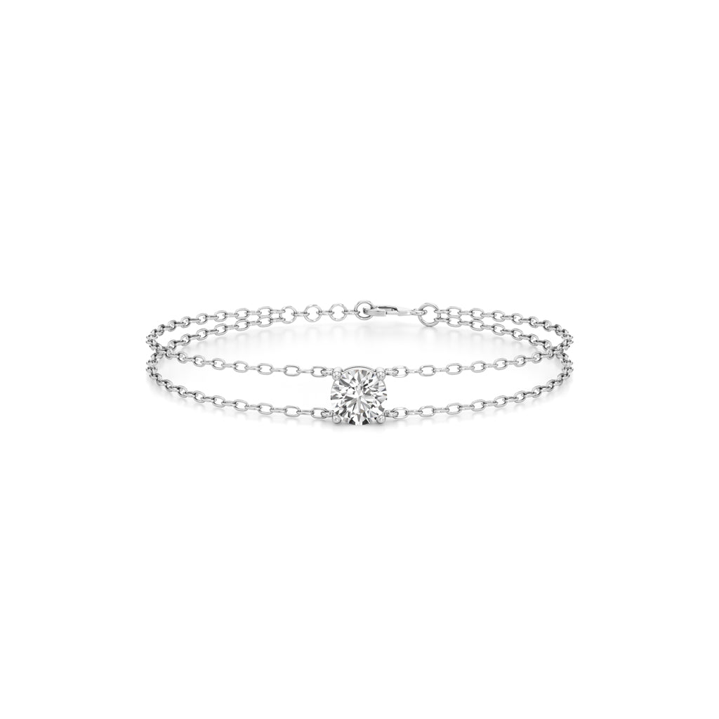 Faela 2Ct Round Cut Double Chain Bracelet