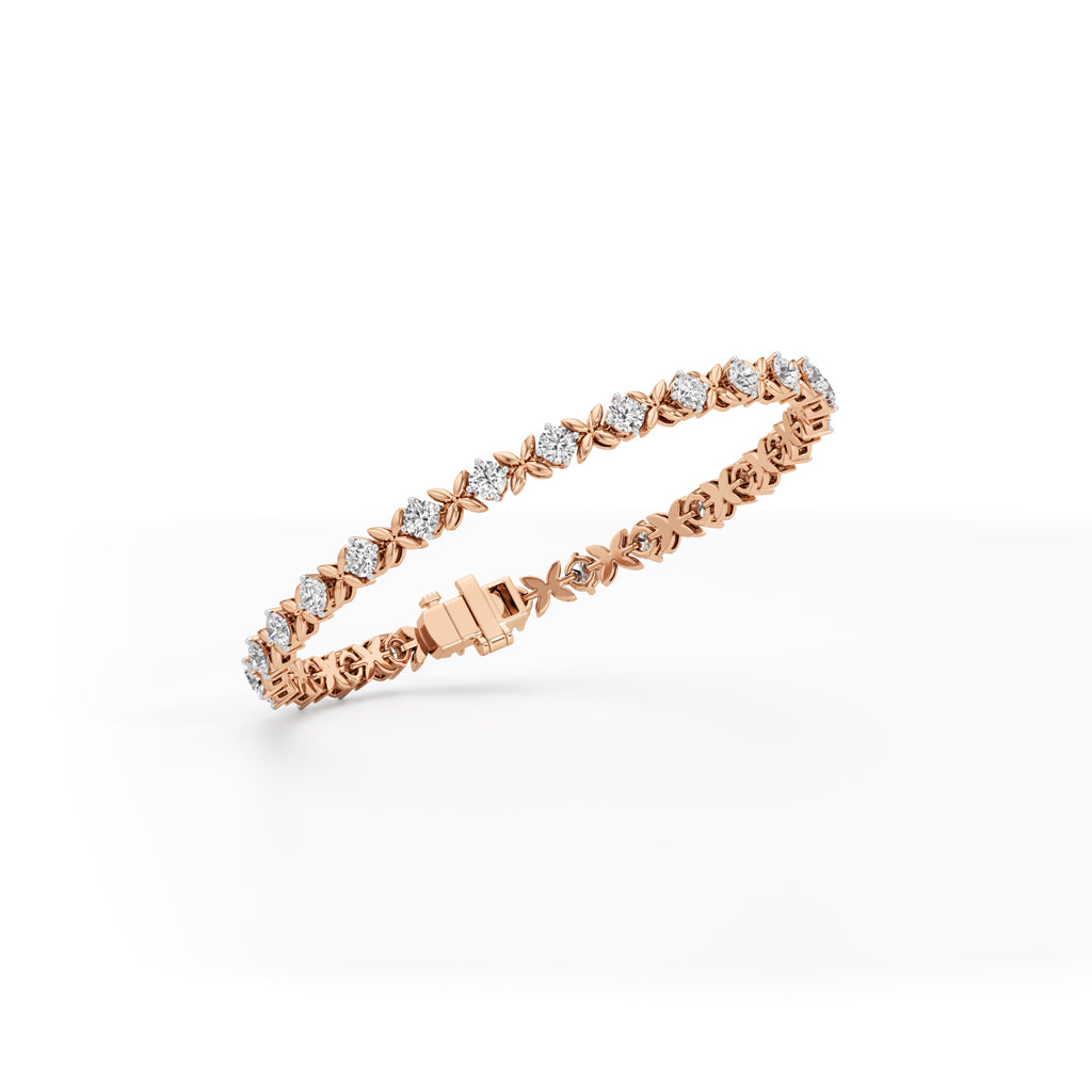 Celia 5Ct Floral Round Cut Fancy Bracelet