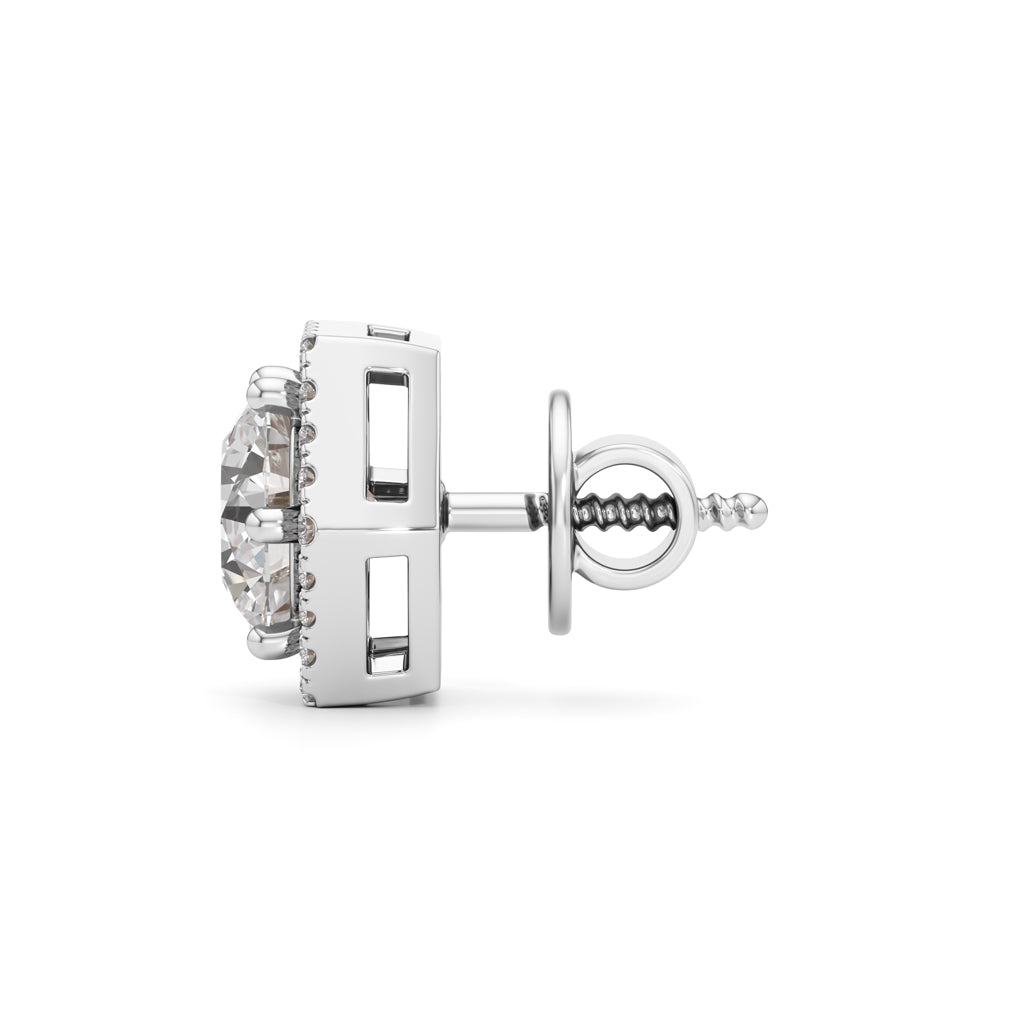 2.25Ct Round Shape Halo Studs Earrings