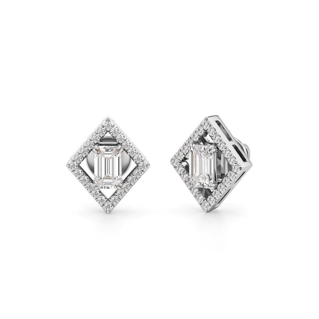 1.25Ct Emerald Shape Fancy Studs Earrings