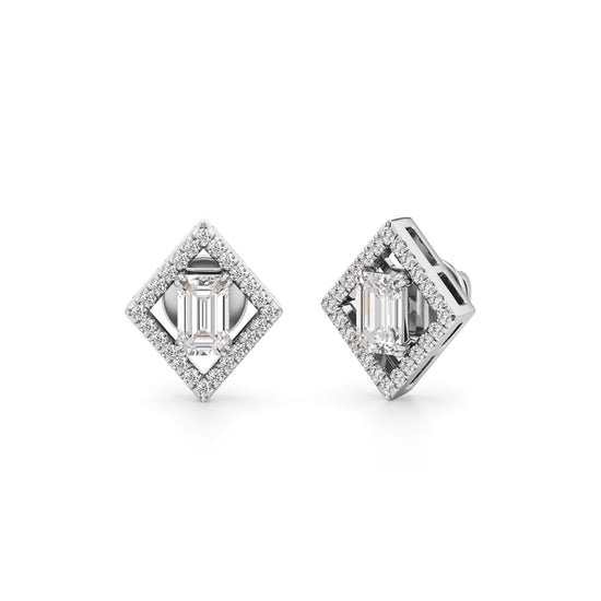 1.25Ct Emerald Shape Fancy Studs Earrings