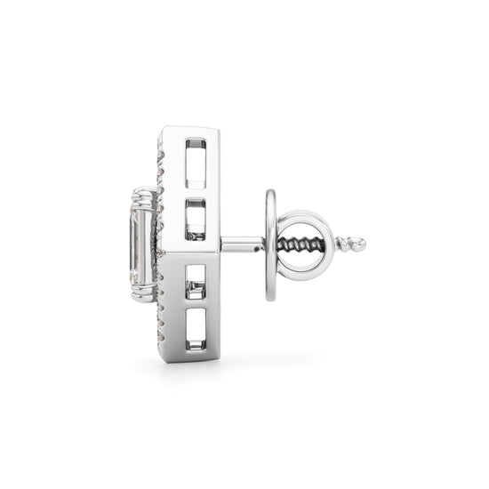 1.25Ct Emerald Shape Fancy Studs Earrings