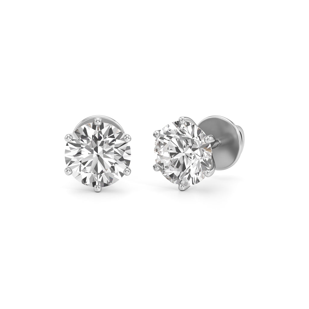 225Ct Round Shape Solitaire Studs Earrings