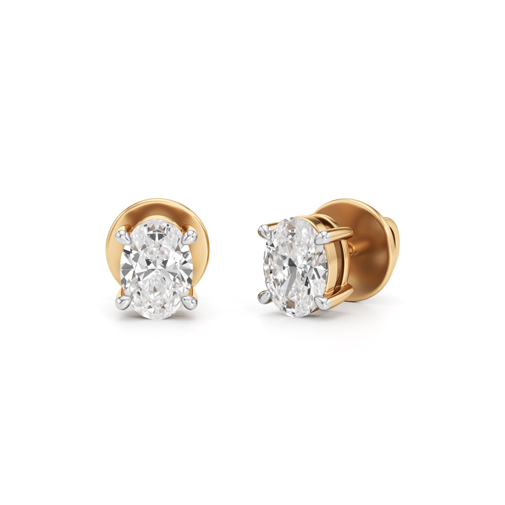0.5Ct Oval Shape Solitaire Studs Earrings