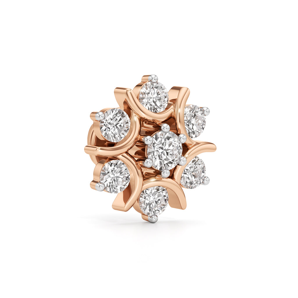 1Ct Round Shape Fancy Studs Earrings