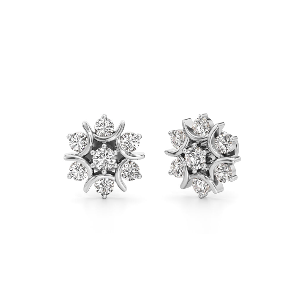 1Ct Round Shape Fancy Studs Earrings