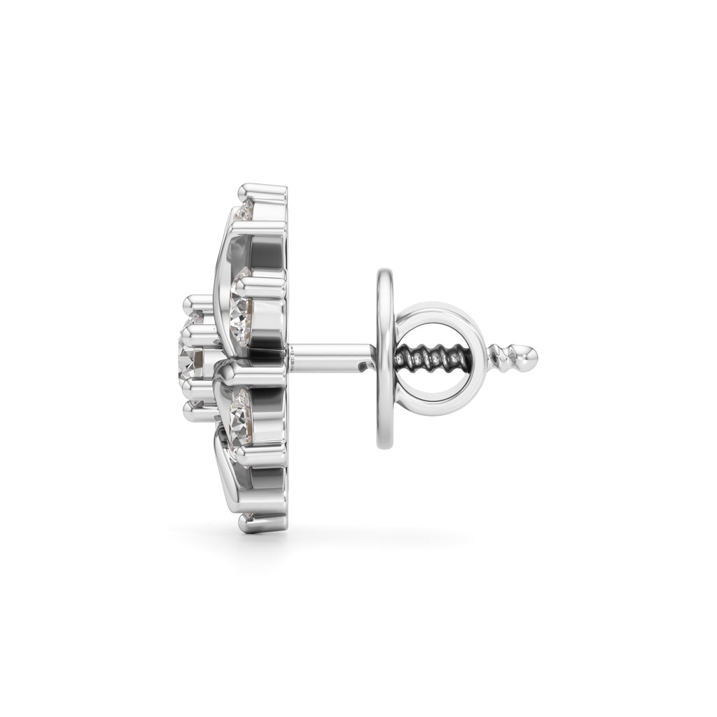 1Ct Round Shape Fancy Studs Earrings