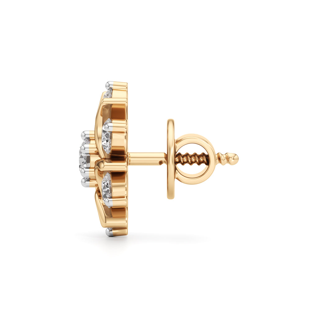 1Ct Round Shape Fancy Studs Earrings
