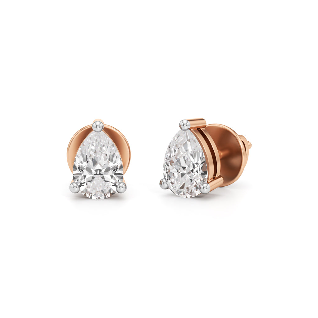 1Ct Pear Shape Solitaire Studs Earrings