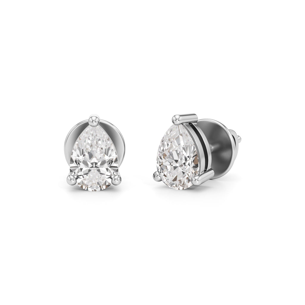 1Ct Pear Shape Solitaire Studs Earrings