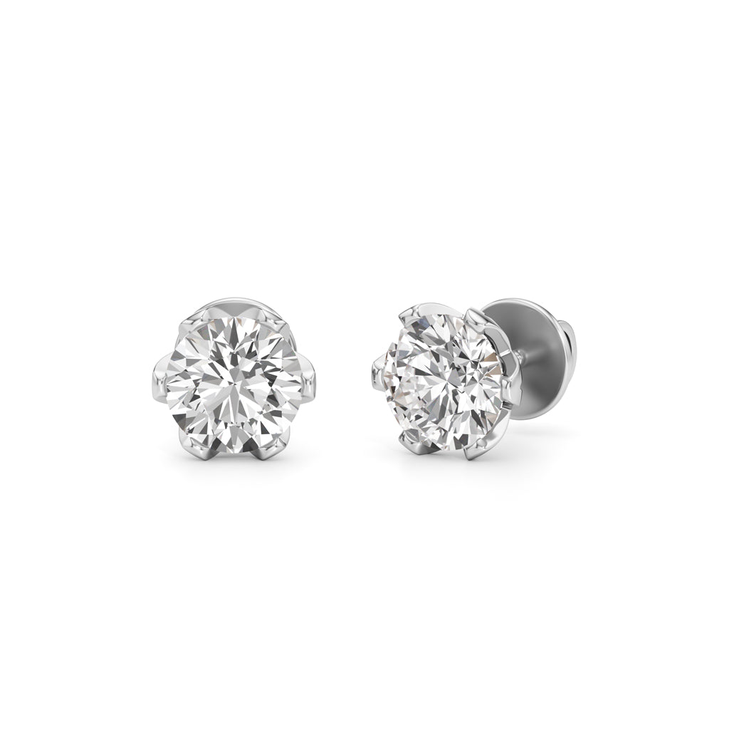 2Ct Round Shape Solitaire Studs Earrings
