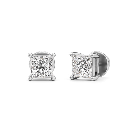 1.5Ct Princess Shape Solitaire Studs Earrings