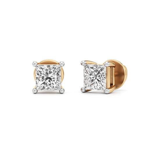 1.5Ct Princess Shape Solitaire Studs Earrings