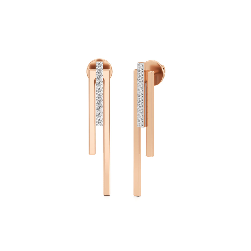 Radiant Lines Diamond Dangle Earrings