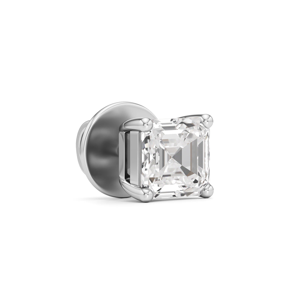 1Ct Asscher Shape Solitaire Studs Earrings