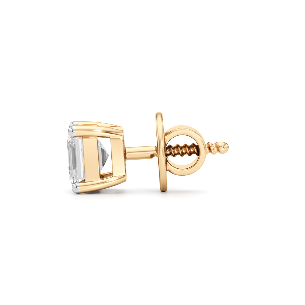1Ct Asscher Shape Solitaire Studs Earrings