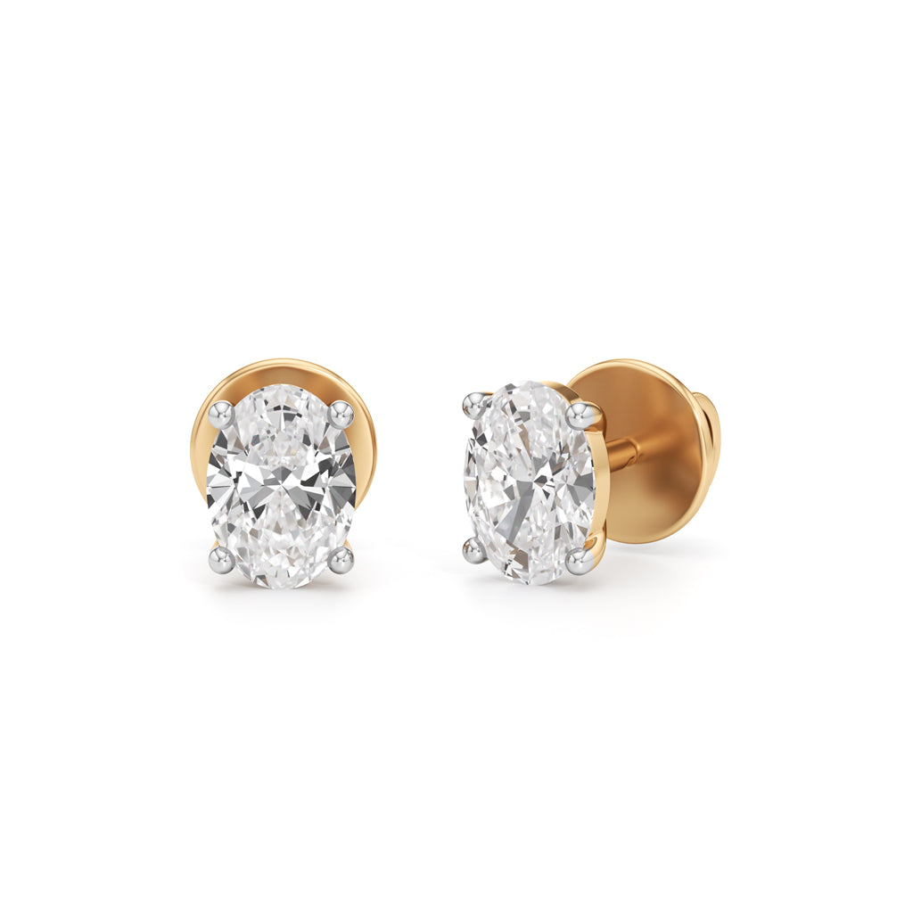 1Ct Oval Shape Solitaire Studs Earrings