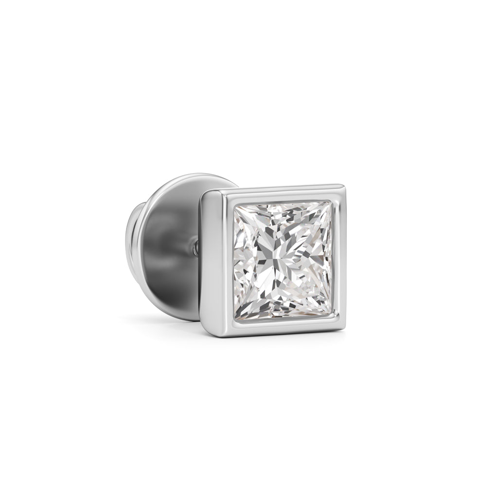 1Ct Princess Shape Solitaire Studs Earrings