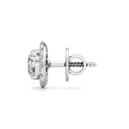 1.25Ct Round Shape Halo Studs Earrings