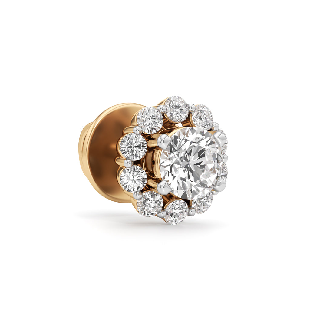 0.75Ct Round Shape Halo Studs Earrings