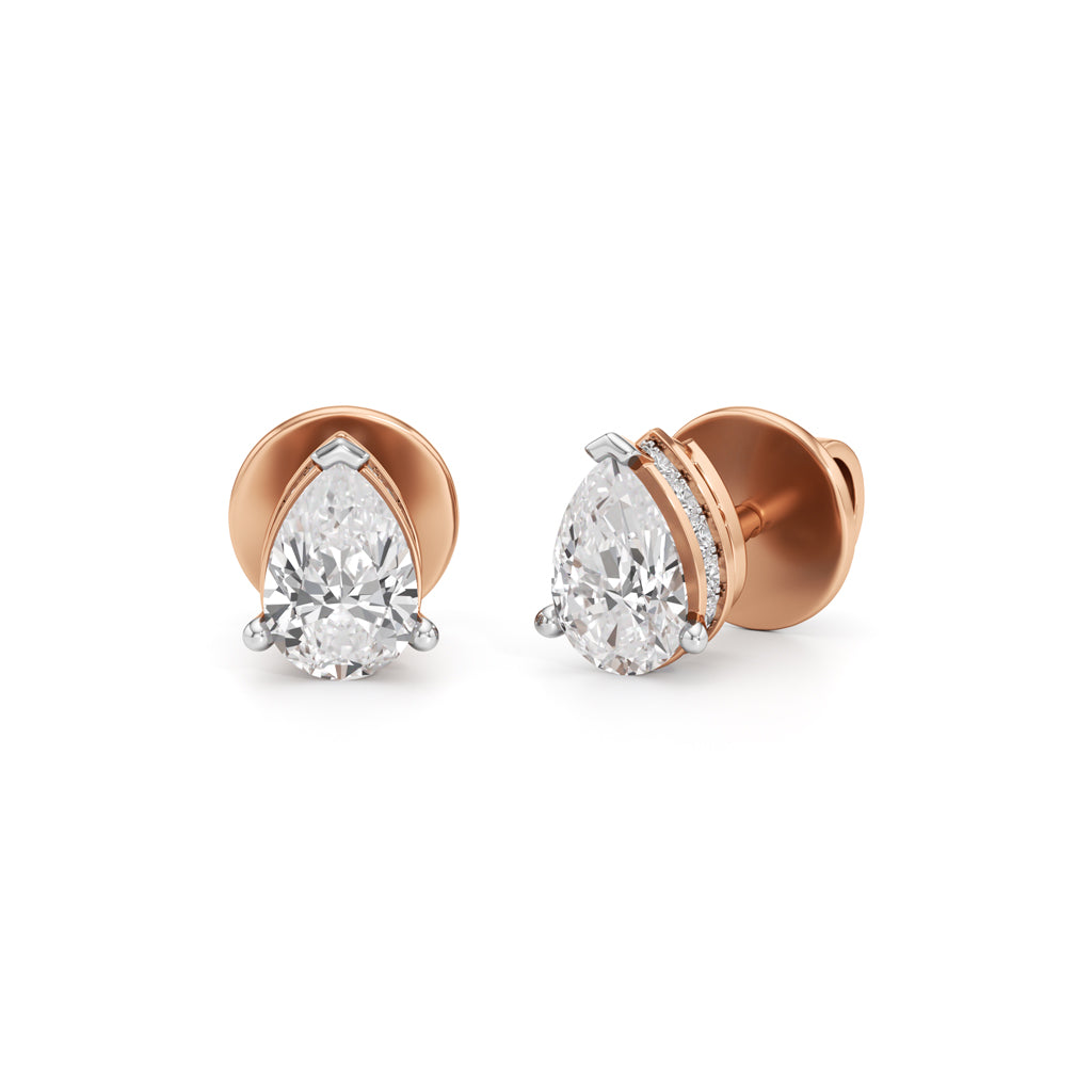 0.75Ct Pear Shape Solitaire Studs Earrings