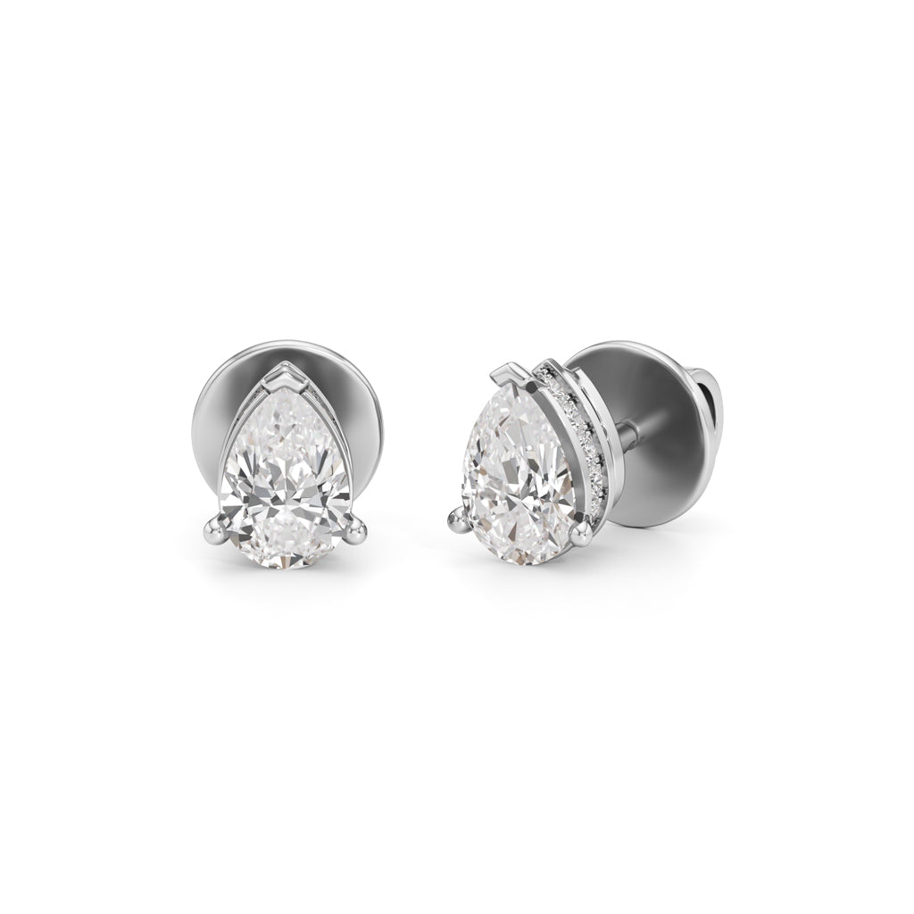 0.75Ct Pear Shape Solitaire Studs Earrings