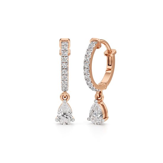 1Ct Pear Shape,,Hoops Earrings