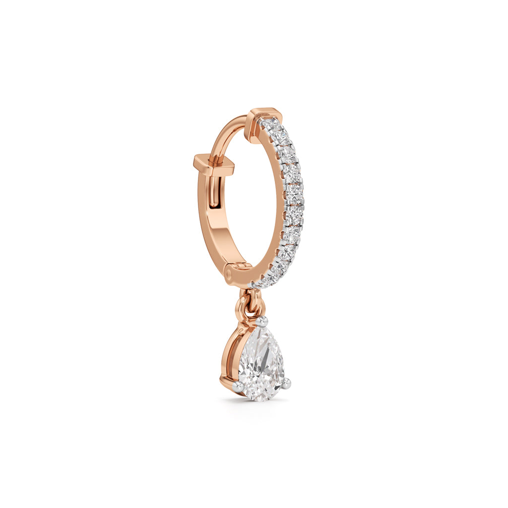 1Ct Pear Shape,,Hoops Earrings