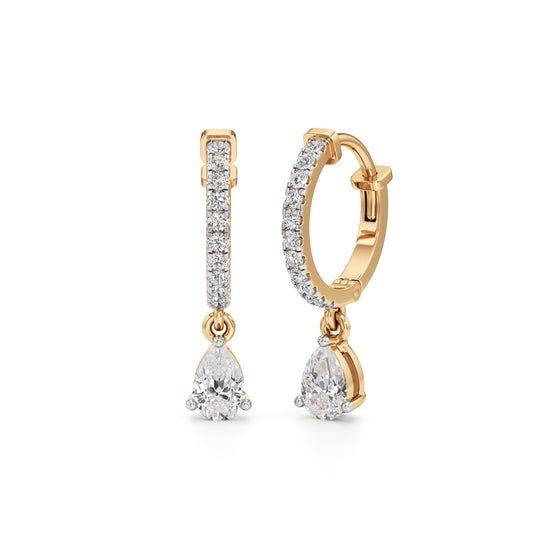 1Ct Pear Shape,,Hoops Earrings