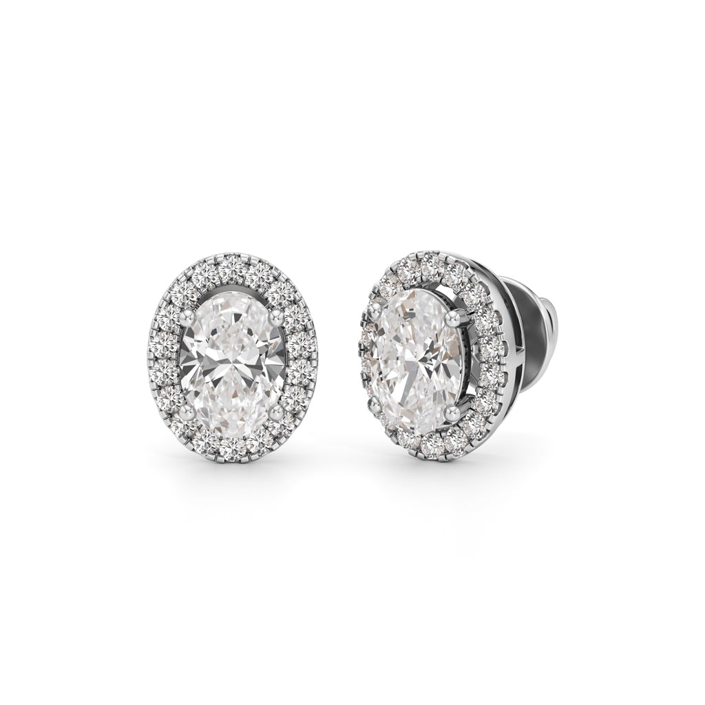 1.75Ct Round Shape Halo Studs Earrings