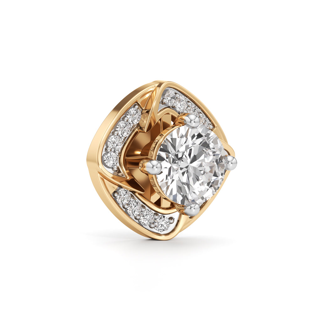 1Ct Round Shape Fancy Studs Earrings