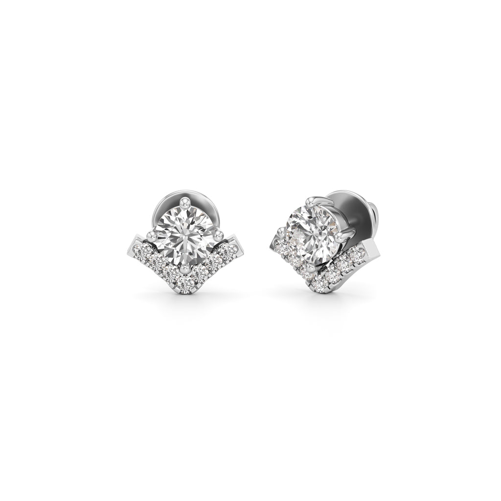 1Ct Round Shape Halo Studs Earrings