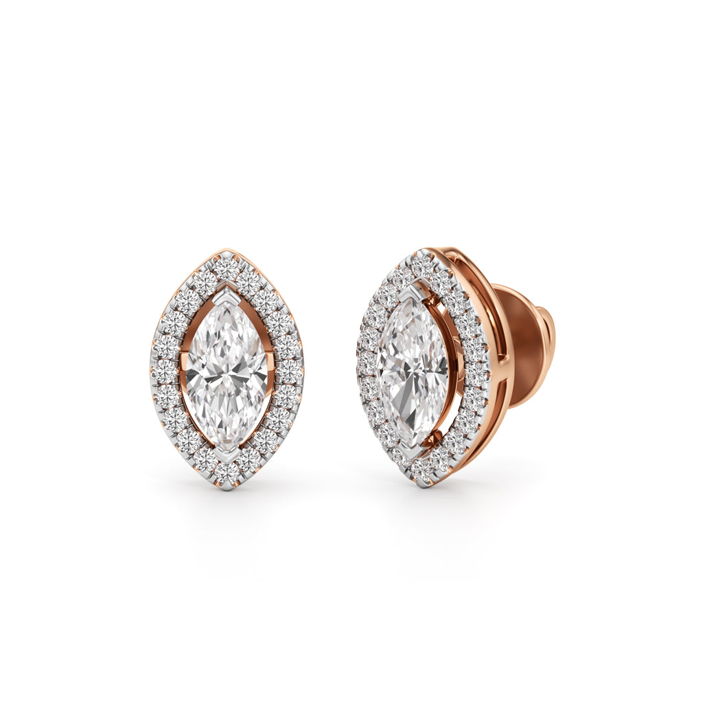 1.25Ct Marquise Shape Halo Studs Earrings