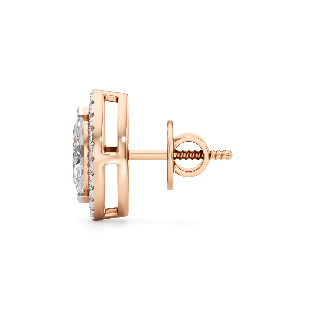 1.25Ct Marquise Shape Halo Studs Earrings