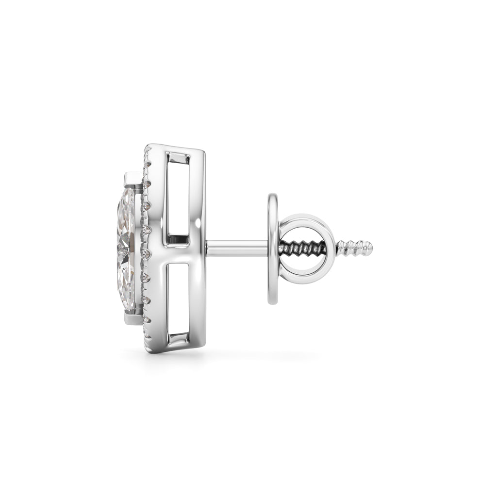 1.25Ct Marquise Shape Halo Studs Earrings