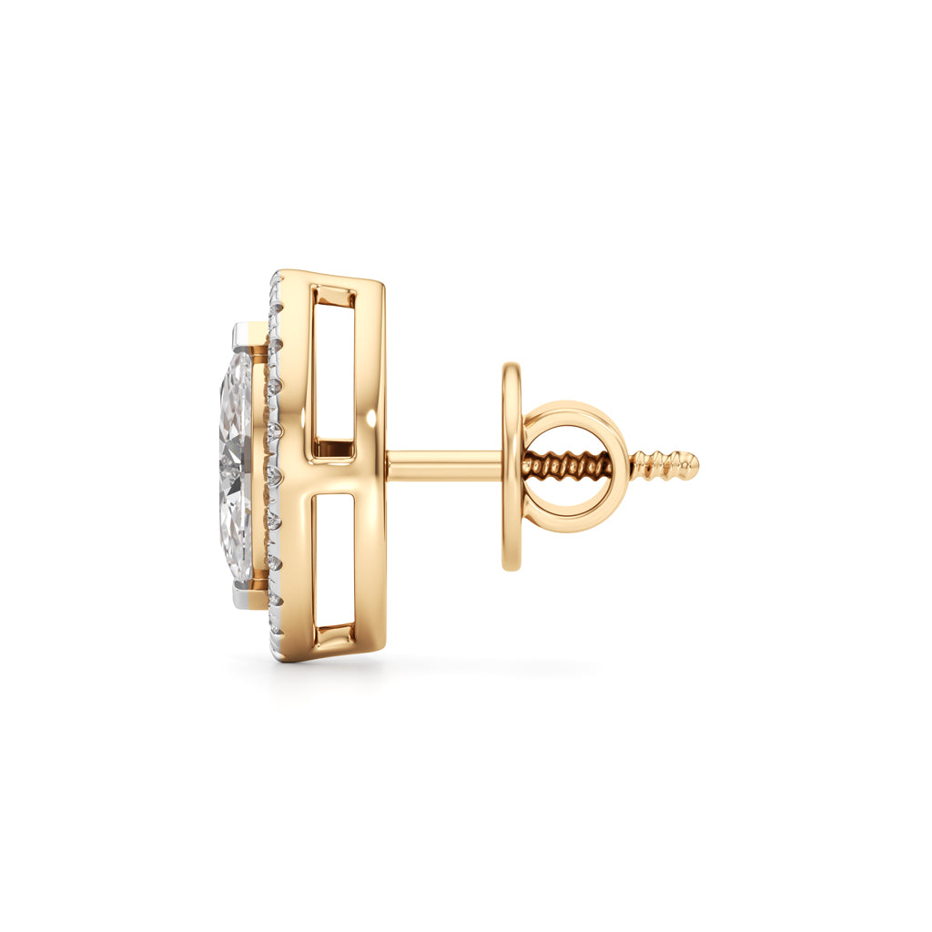 1.25Ct Marquise Shape Halo Studs Earrings