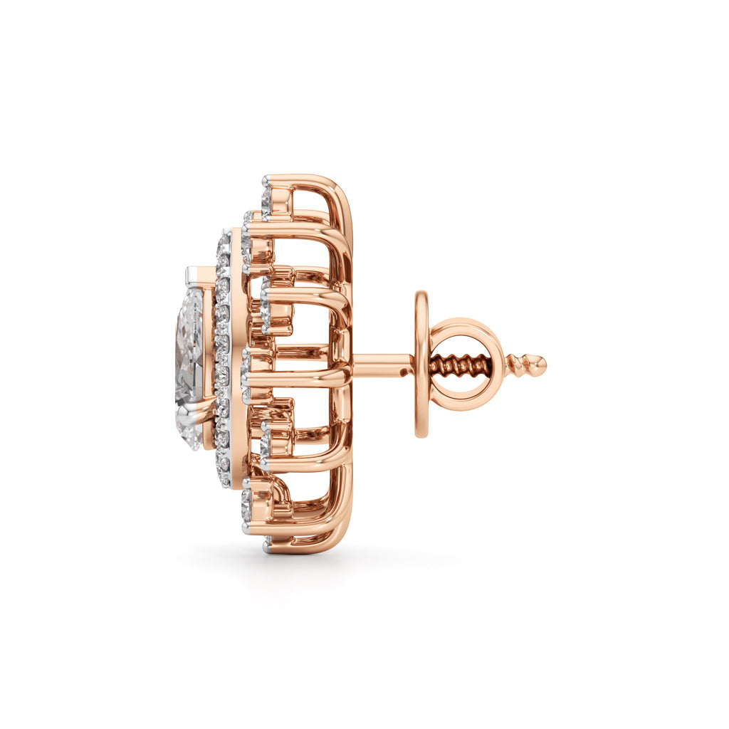 1.50Ct Pear Shape Halo Studs Earrings